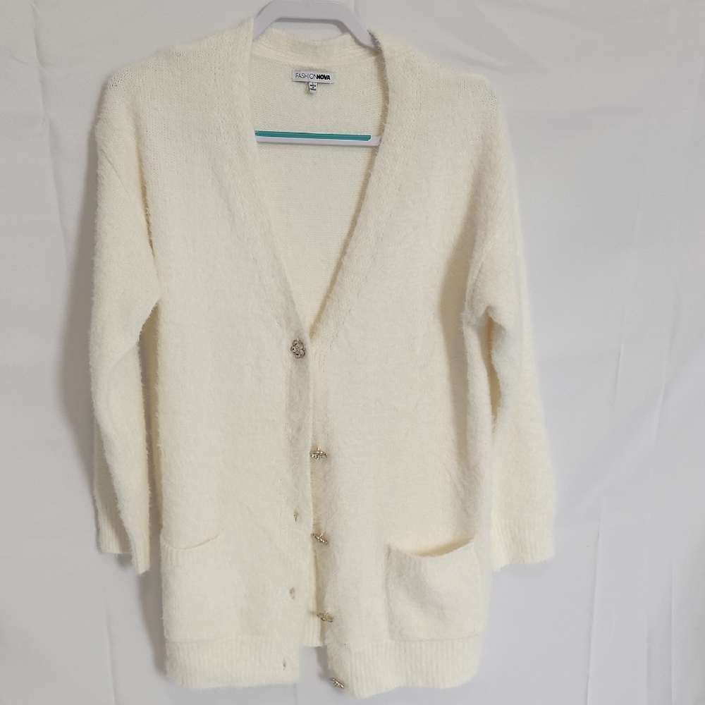 Fashion Nova Cream Cardigan Sweater